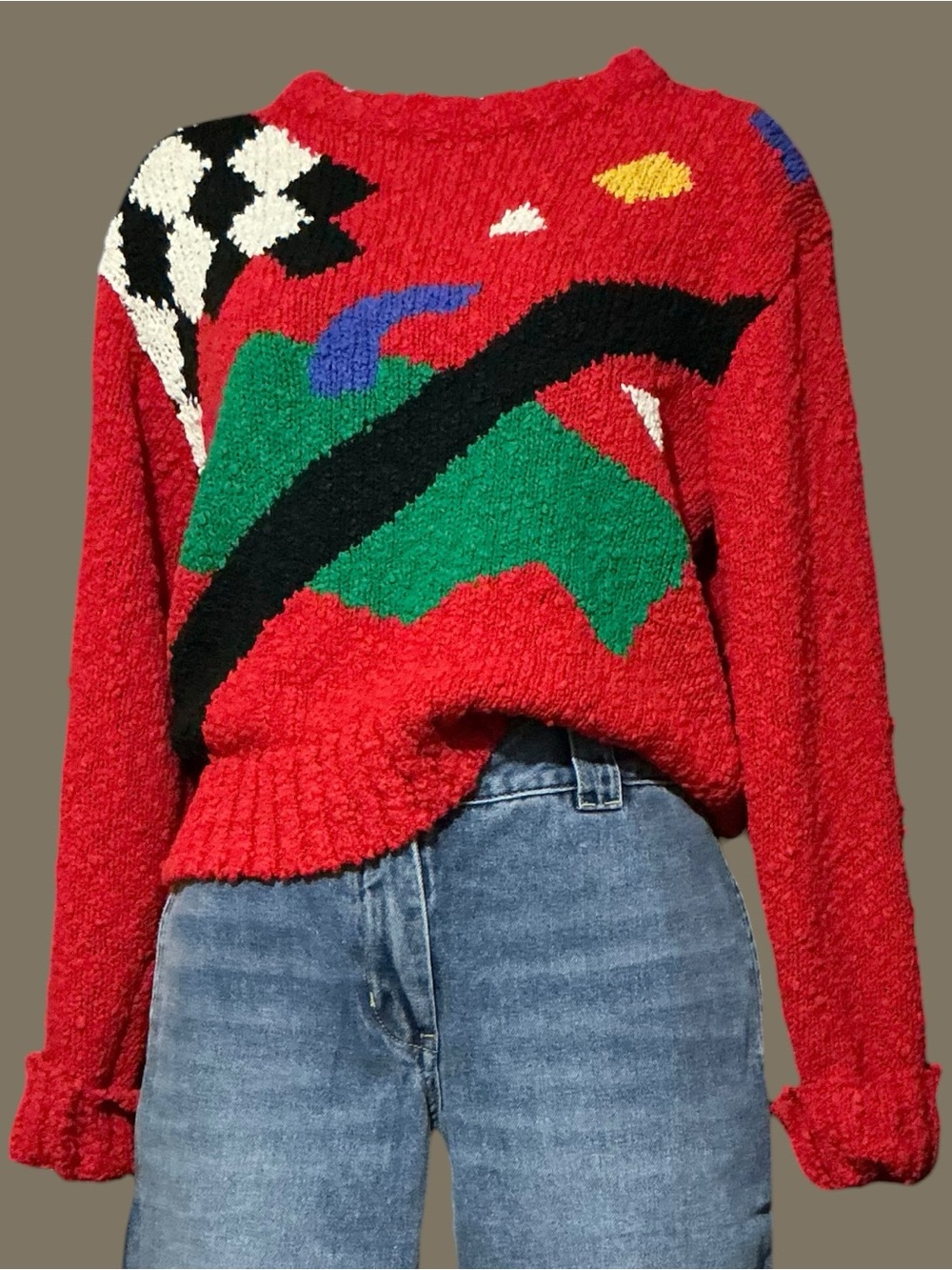 Vintage 80s Chaus Abstract Geometric Memphis Sweater S